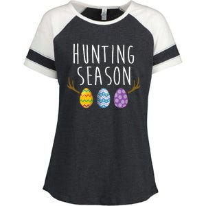 Hunting Season Deer Easter Eggs Enza Ladies Jersey Colorblock Tee