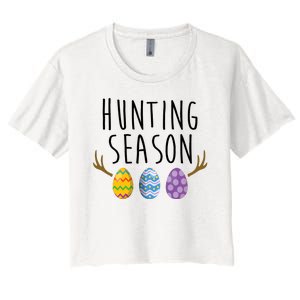 Hunting Season Deer Easter Eggs Women's Crop Top Tee