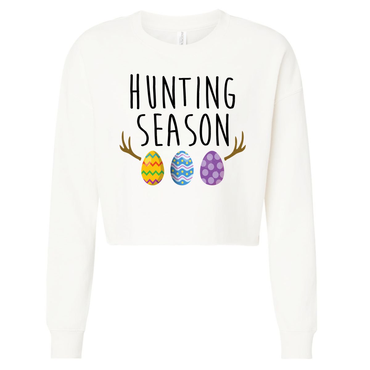 Hunting Season Deer Easter Eggs Cropped Pullover Crew