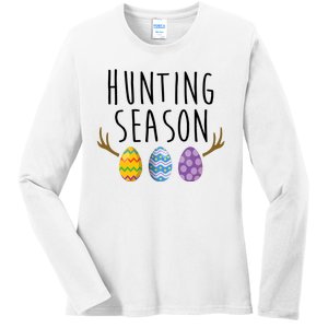 Hunting Season Deer Easter Eggs Ladies Long Sleeve Shirt