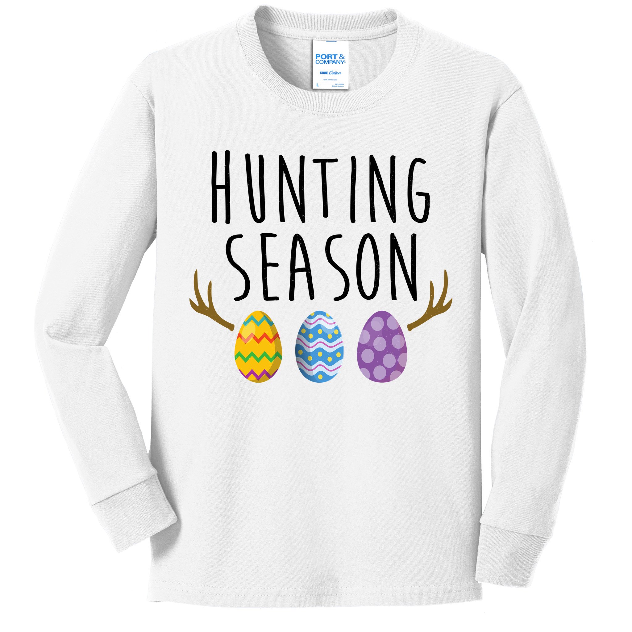 Hunting Season Deer Easter Eggs Kids Long Sleeve Shirt