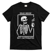 Halloween Skeleton Dead Inside Caffeinated Costume T-Shirt