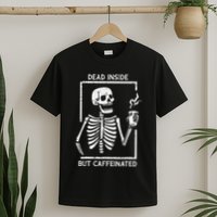 Halloween Skeleton Dead Inside Caffeinated Costume T-Shirt