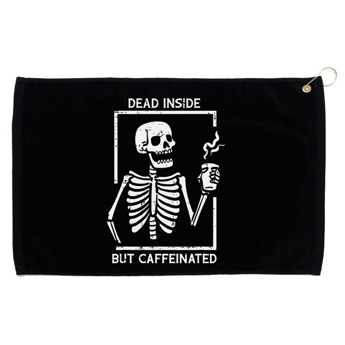 Halloween Skeleton Dead Inside Caffeinated Costume Grommeted Golf Towel