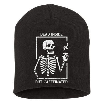 Halloween Skeleton Dead Inside Caffeinated Costume Short Acrylic Beanie