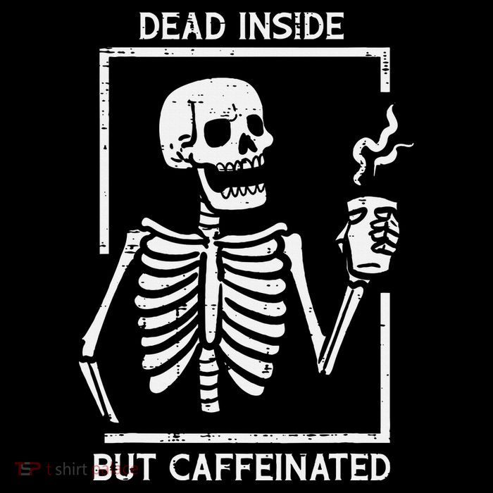 Halloween Skeleton Dead Inside Caffeinated Costume Zip Tote Bag