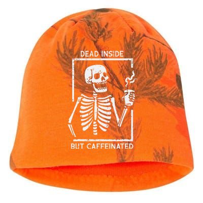 Halloween Skeleton Dead Inside Caffeinated Costume Kati - Camo Knit Beanie