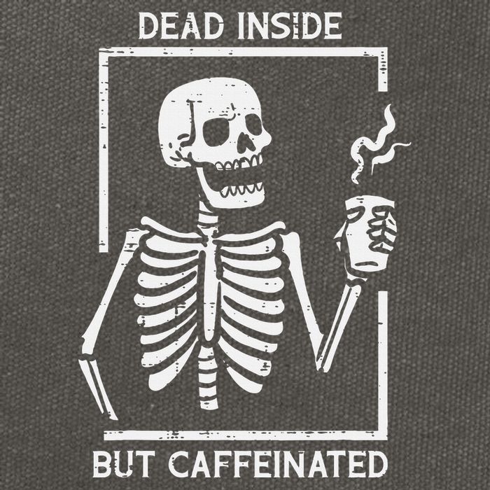 Halloween Skeleton Dead Inside Caffeinated Costume Cotton Canvas Backpack