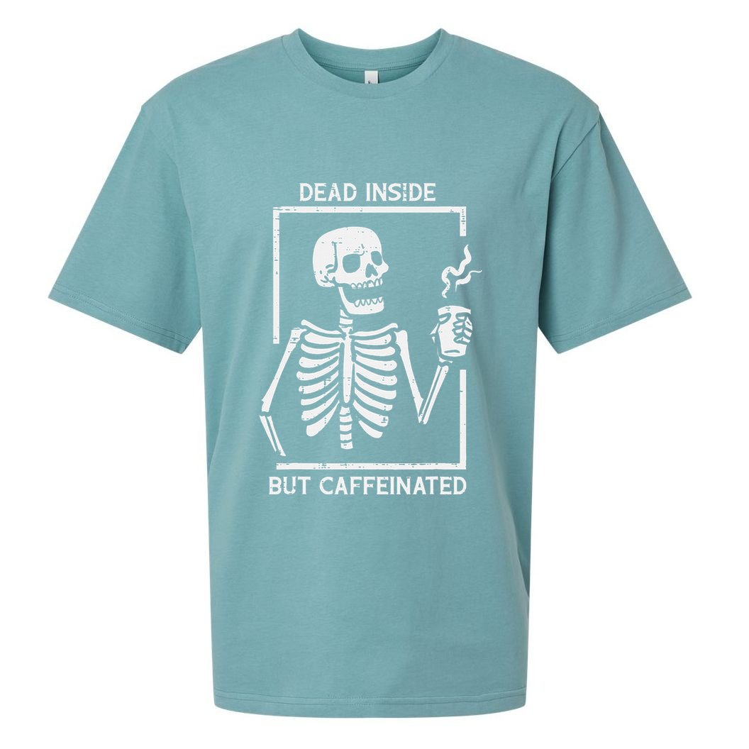 Halloween Skeleton Dead Inside Caffeinated Costume Sueded Cloud Jersey T-Shirt