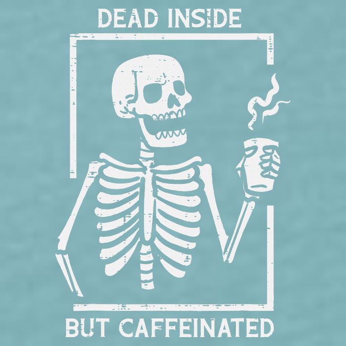 Halloween Skeleton Dead Inside Caffeinated Costume Sueded Cloud Jersey T-Shirt