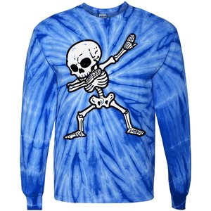 Halloween Skeleton Dabbing Costume Meaningful Gift Tie-Dye Long Sleeve Shirt