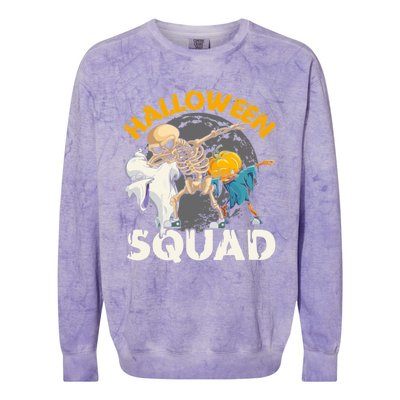 Halloween Squad Dabbing Skeleton Zombie Scary Pumpkin Cool Gift Colorblast Crewneck Sweatshirt