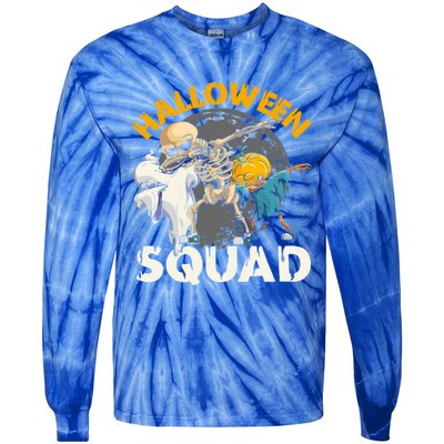 Halloween Squad Dabbing Skeleton Zombie Scary Pumpkin Cool Gift Tie-Dye Long Sleeve Shirt