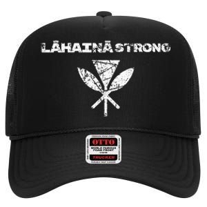 Hawaii Strong Distressed Look Strong Resilient Lahaina High Crown Mesh Back Trucker Hat