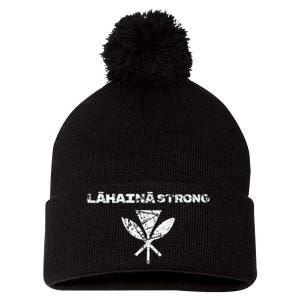 Hawaii Strong Distressed Look Strong Resilient Lahaina Pom Pom 12in Knit Beanie