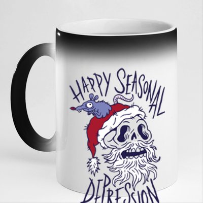 Happy Seasonal Depression Santa 11oz Black Color Changing Mug