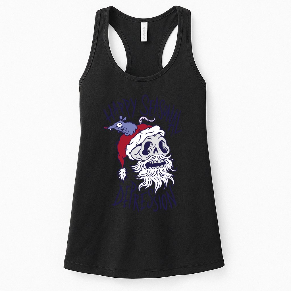 Happy Seasonal Depression Santa Womens Tank Top