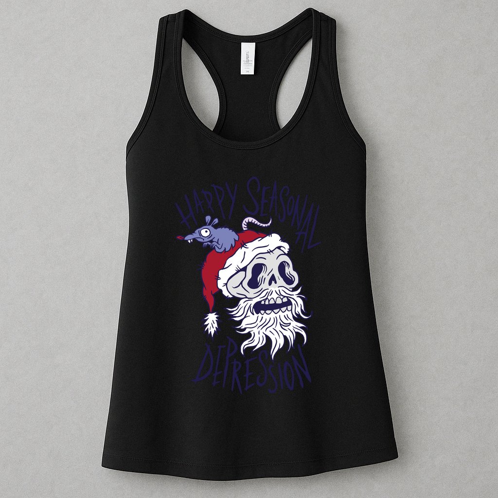 Happy Seasonal Depression Santa Womens Tank Top