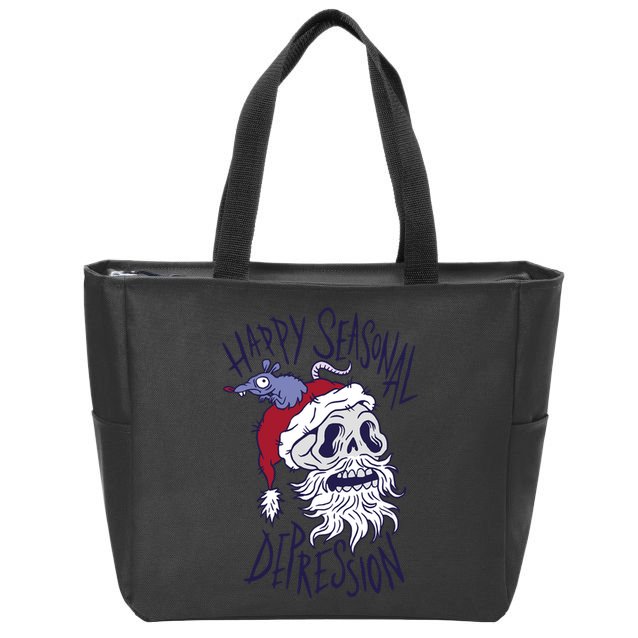 Happy Seasonal Depression Santa Zip Tote Bag