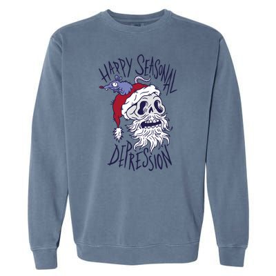 Happy Seasonal Depression Santa Garment-Dyed Sweatshirt