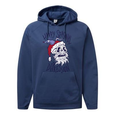 Happy Seasonal Depression Santa Performance Fleece Hoodie