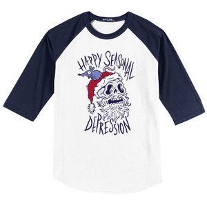 Happy Seasonal Depression Santa Baseball Sleeve Shirt