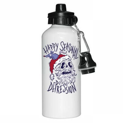 Happy Seasonal Depression Santa Aluminum Water Bottle