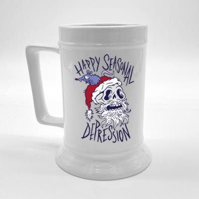 Happy Seasonal Depression Santa Beer Stein