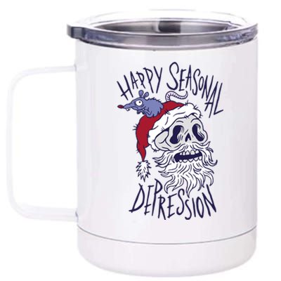 Happy Seasonal Depression Santa 12 oz Stainless Steel Tumbler Cup