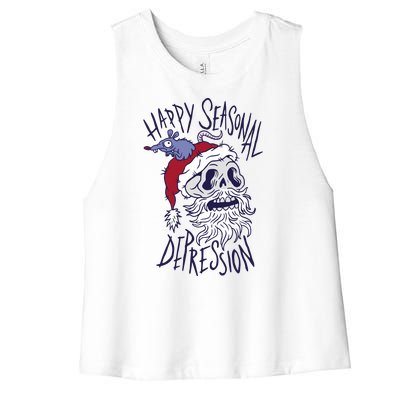 Happy Seasonal Depression Santa Women's Racerback Cropped Tank