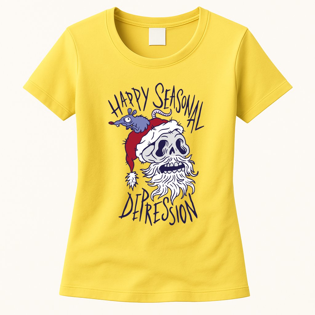 Happy Seasonal Depression Santa Womens T-Shirt