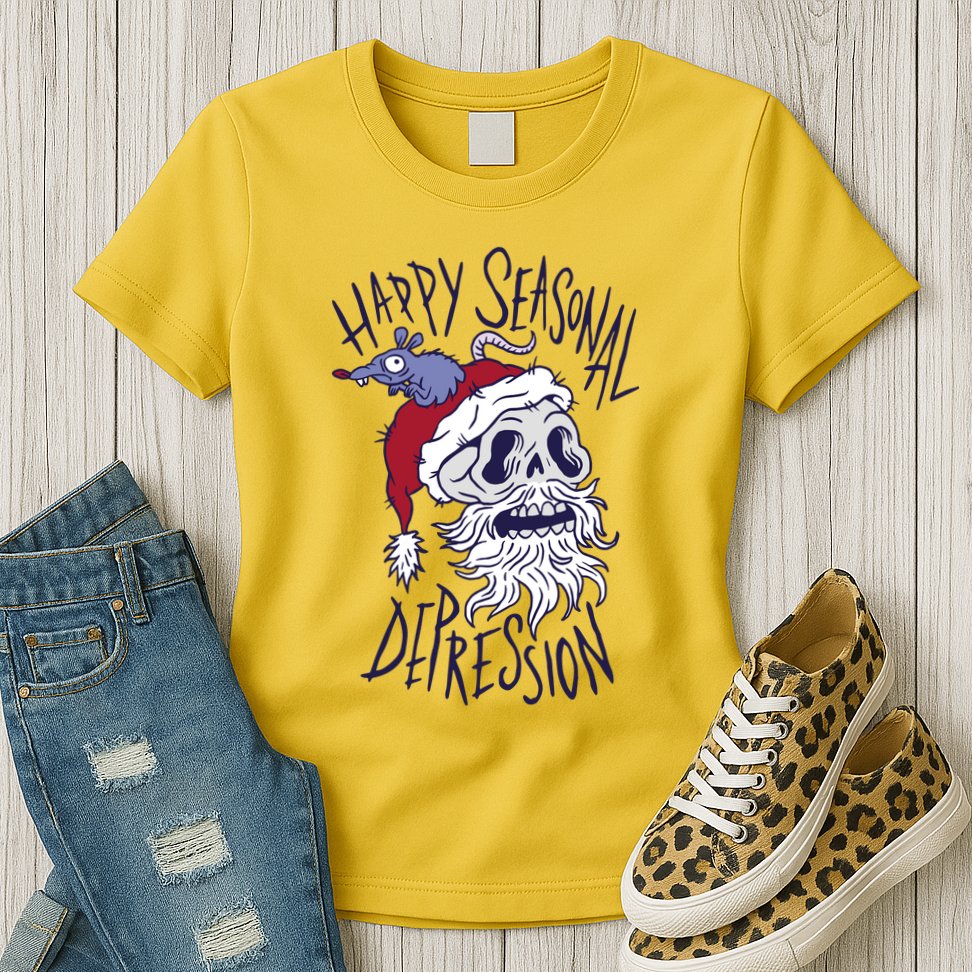 Happy Seasonal Depression Santa Womens T-Shirt