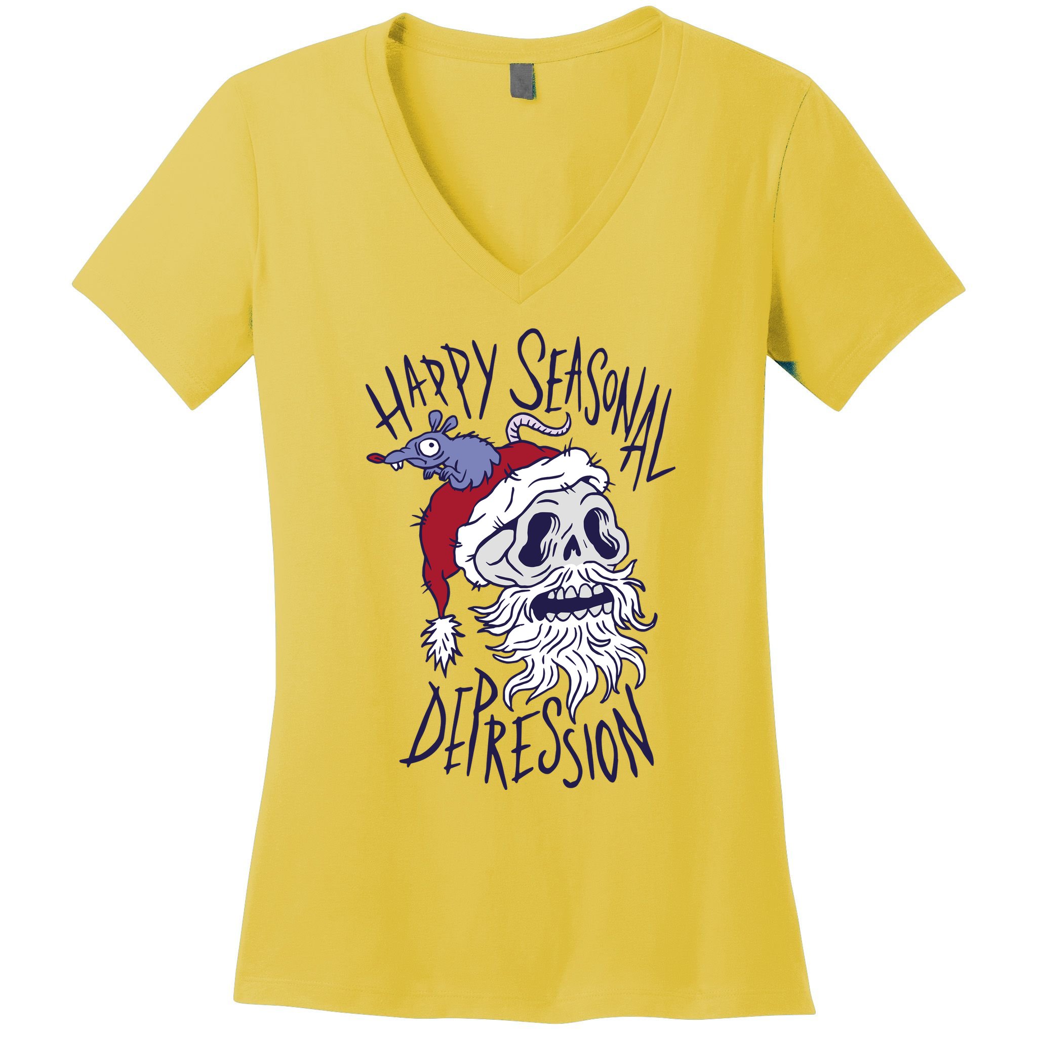 Happy Seasonal Depression Santa Women's V-Neck T-Shirt