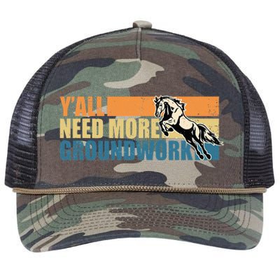 Horse Show Equestrian Horse Lover YAll Need More Groundwork Retro Rope Trucker Hat Cap