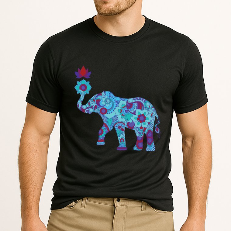 Henna Styled Elephant Lotus Flower Save The Elephants Performance Shirt
