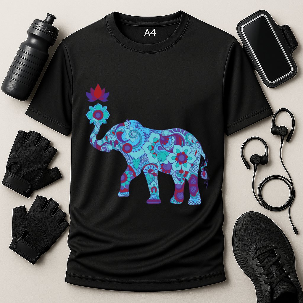 Henna Styled Elephant Lotus Flower Save The Elephants Performance Shirt