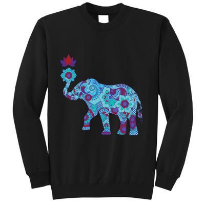 Henna Styled Elephant Lotus Flower Save The Elephants Sweatshirt