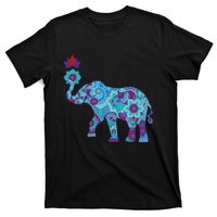 Henna Styled Elephant Lotus Flower Save The Elephants T-Shirt