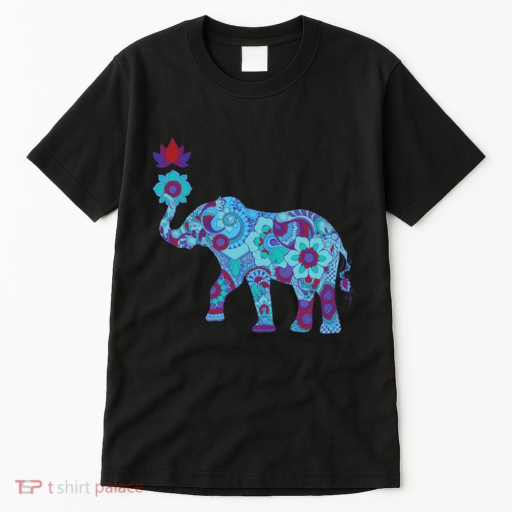 Henna Styled Elephant Lotus Flower Save The Elephants Tall T-Shirt