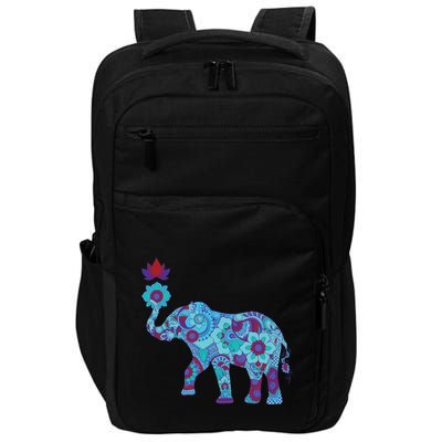 Henna Styled Elephant Lotus Flower Save The Elephants Impact Tech Backpack