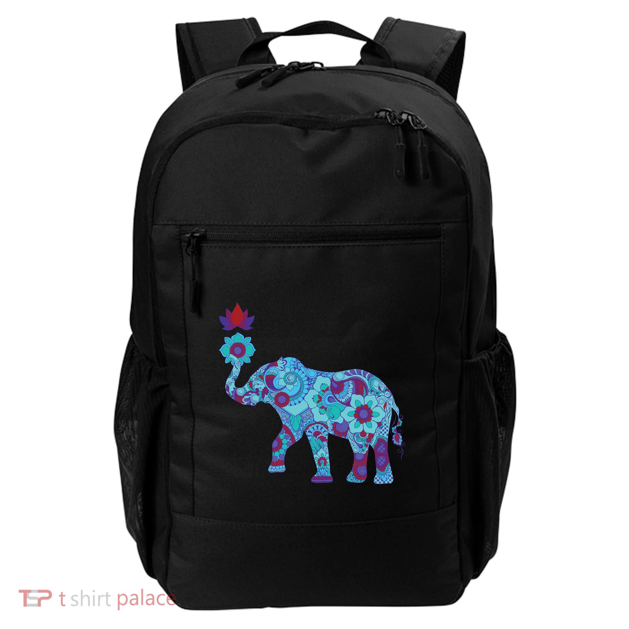 Henna Styled Elephant Lotus Flower Save The Elephants Daily Commute Backpack
