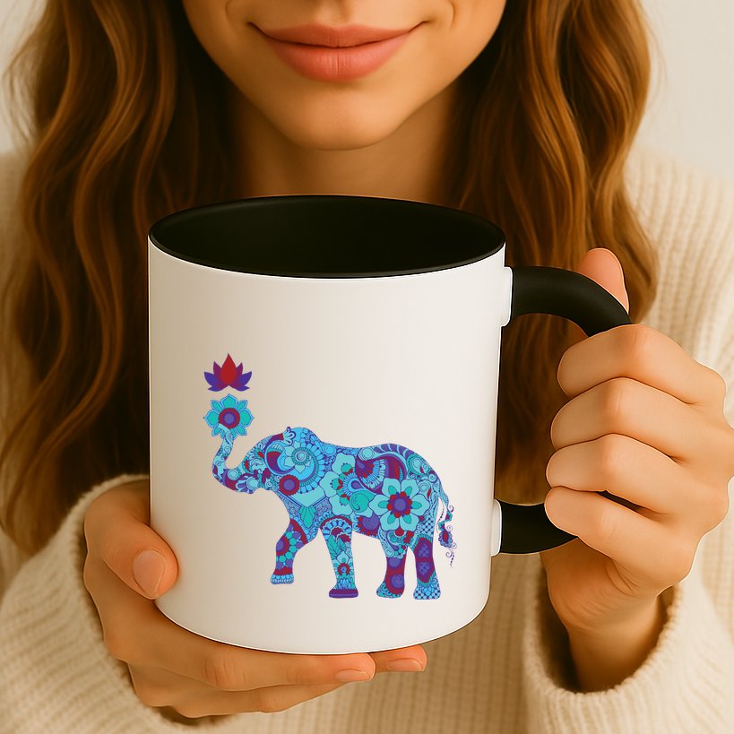 Henna Styled Elephant Lotus Flower Save The Elephants Mug