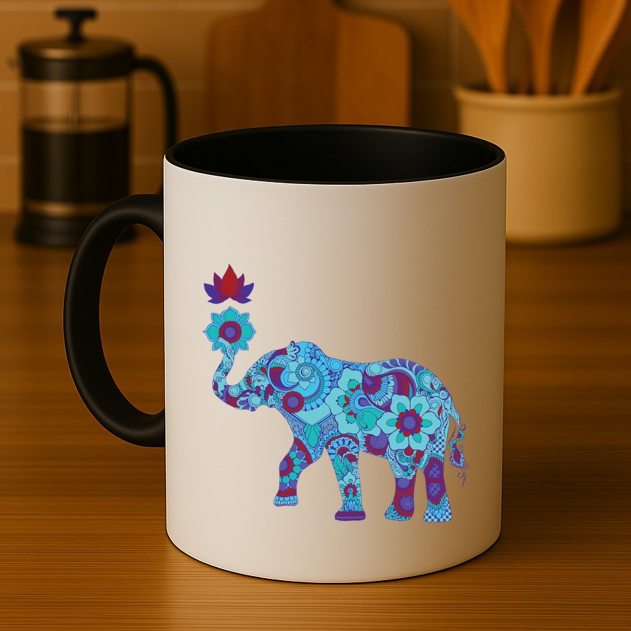 Henna Styled Elephant Lotus Flower Save The Elephants Mug