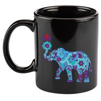 Henna Styled Elephant Lotus Flower Save The Elephants 11oz C Handle Ceramic Mug