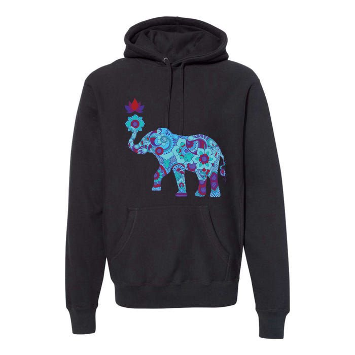 Henna Styled Elephant Lotus Flower Save The Elephants Premium Hoodie