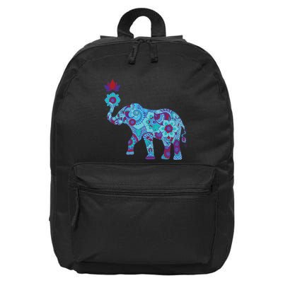 Henna Styled Elephant Lotus Flower Save The Elephants 16 in Basic Backpack