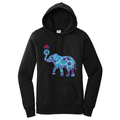 Henna Styled Elephant Lotus Flower Save The Elephants Women's Pullover Hoodie