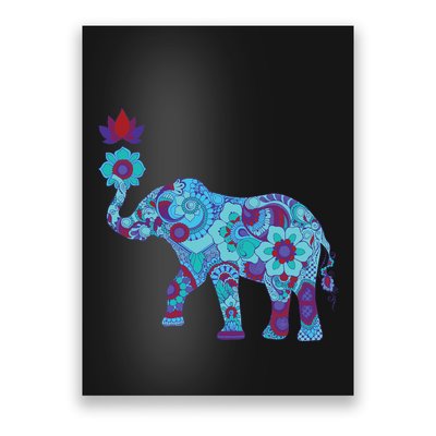 Henna Styled Elephant Lotus Flower Save The Elephants Poster