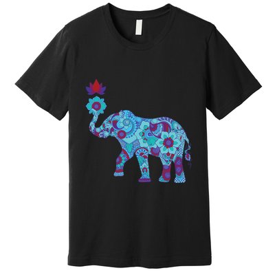 Henna Styled Elephant Lotus Flower Save The Elephants Premium T-Shirt