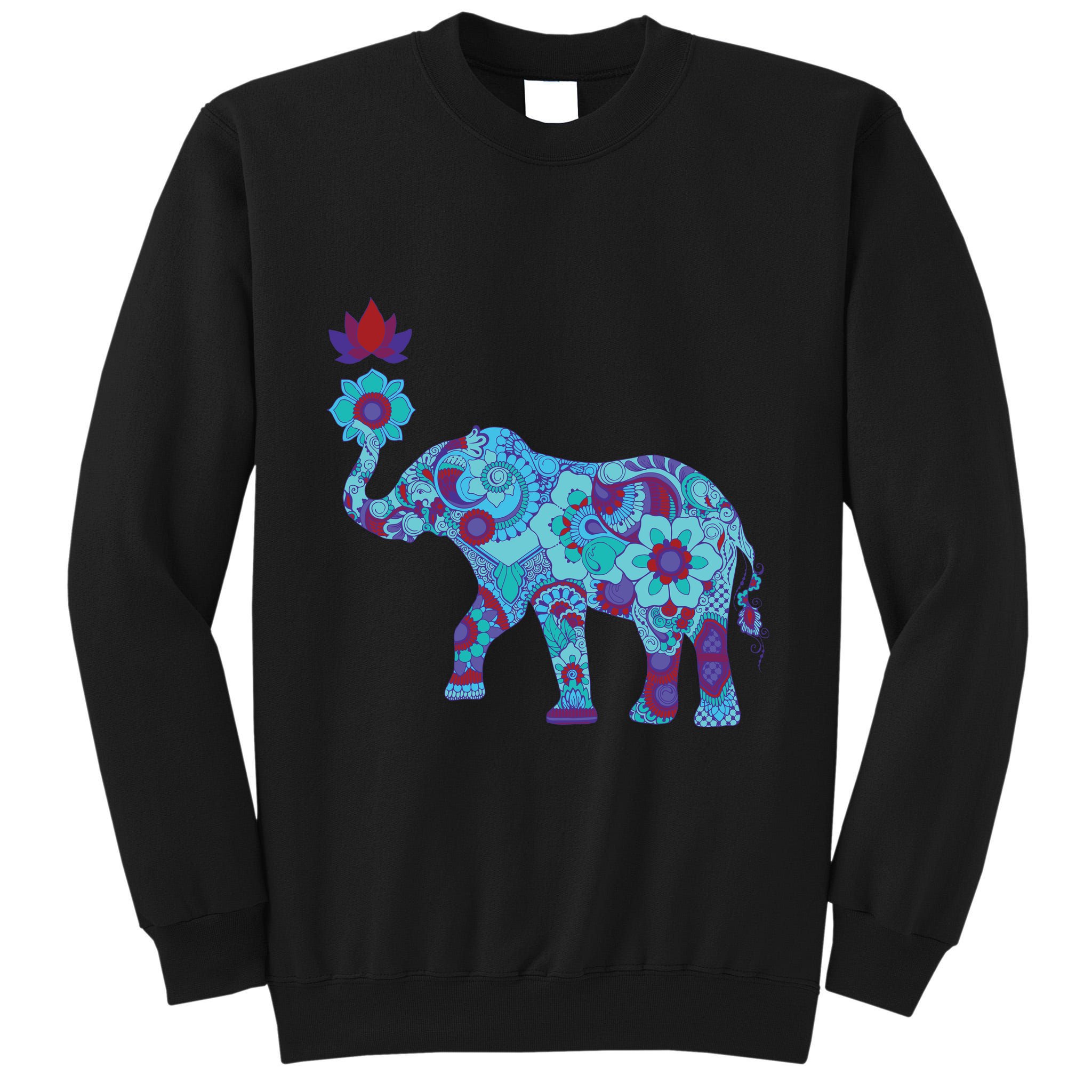 Henna Styled Elephant Lotus Flower Save The Elephants Tall Sweatshirt